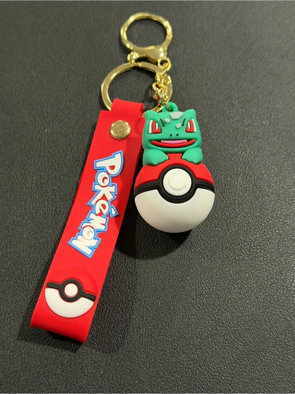 Pokemon Bulbasaur Pokeball Keychain - Red & Green Kids Accessory set 3 pieces